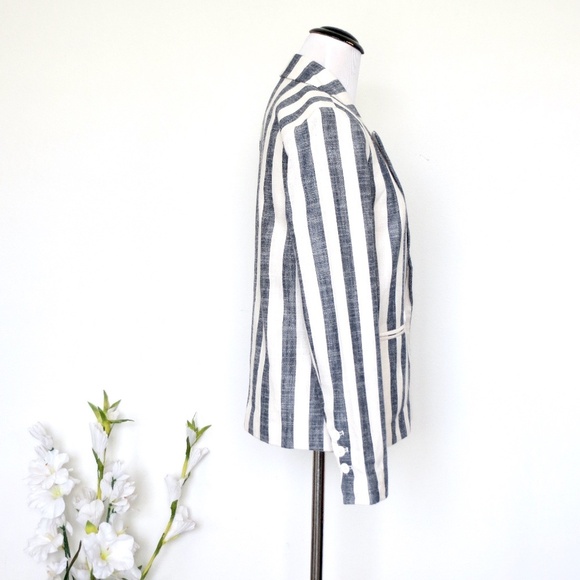 NEW! L'Academie Revolve Striped Blazer Jacket Linen Blend SZ XS - Picture 6 of 9